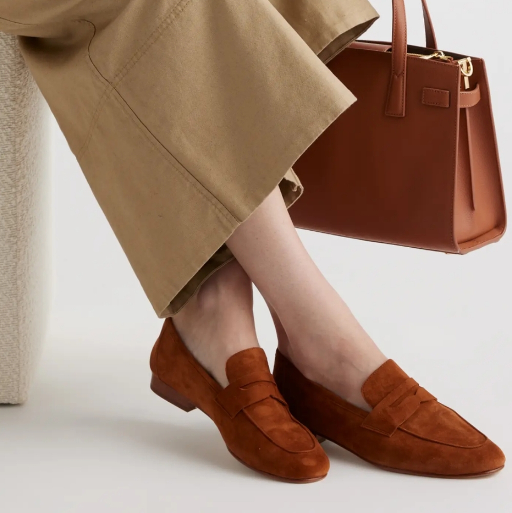 Italian Suede Penny Loafer - Cognac Sz 9